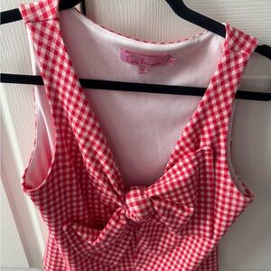 Anthropologie Red Gingham Sleeveless Top